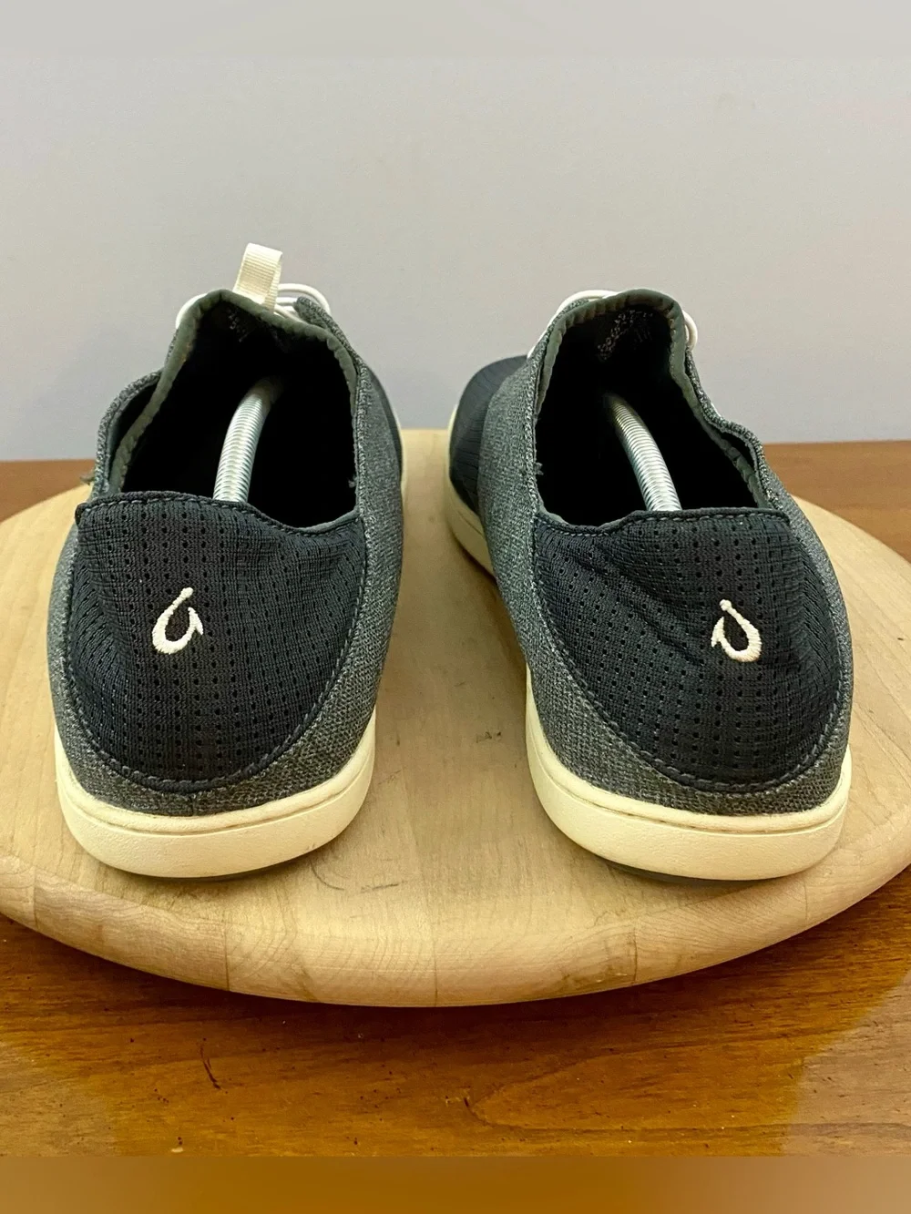 Olukai Nohea Moku Men’s No Tie Boat Shoes Black Grey Mens 13 Outdoors Breathable